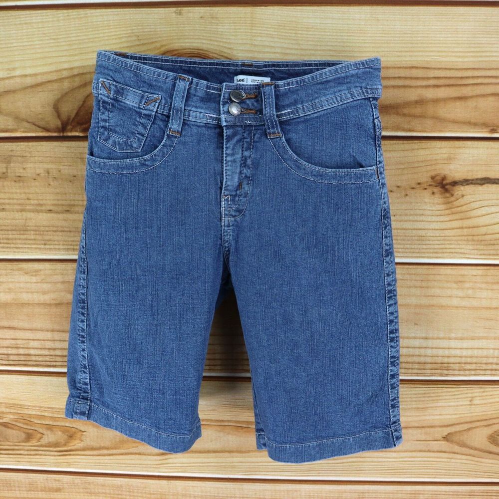 Lee Bermuda Jean Shorts Lower-On-The-Waist Womens Sz 4 Blue Denim RISE: 9 INCHES